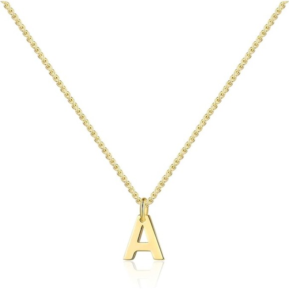 Gold Letter A Dainty 14K Gold Minimalist Necklace - Picture 1 of 6